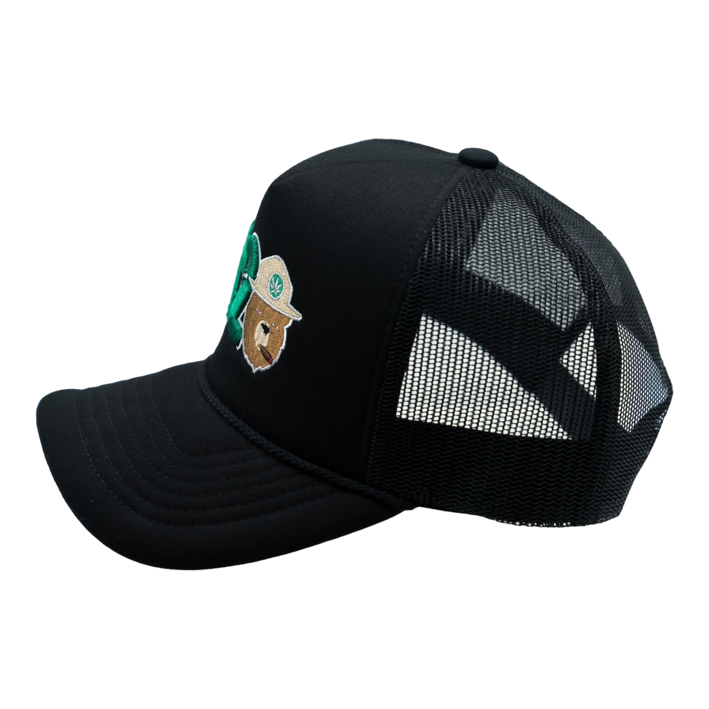 420 Smokey Bear Foam Trucker Hat (Black)