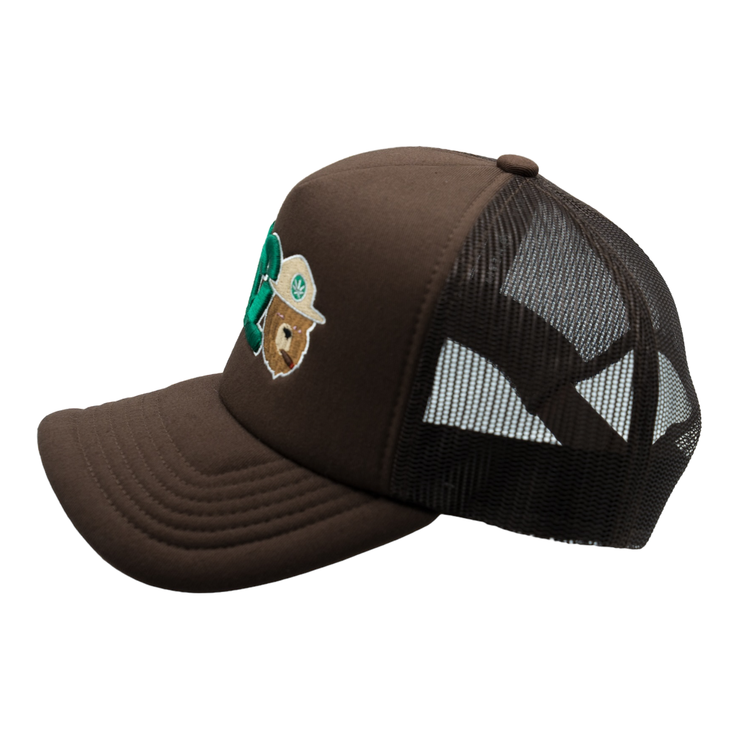 420 Smokey Bear Foam Trucker Hat (Brown)