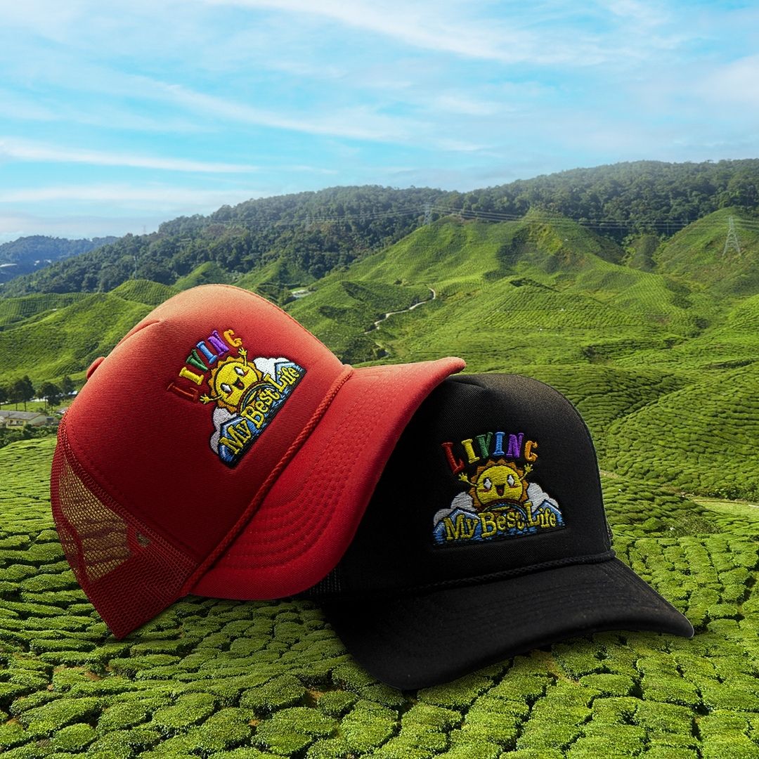 Living My Best Life Sunshine Foam Trucker Hat (Black)