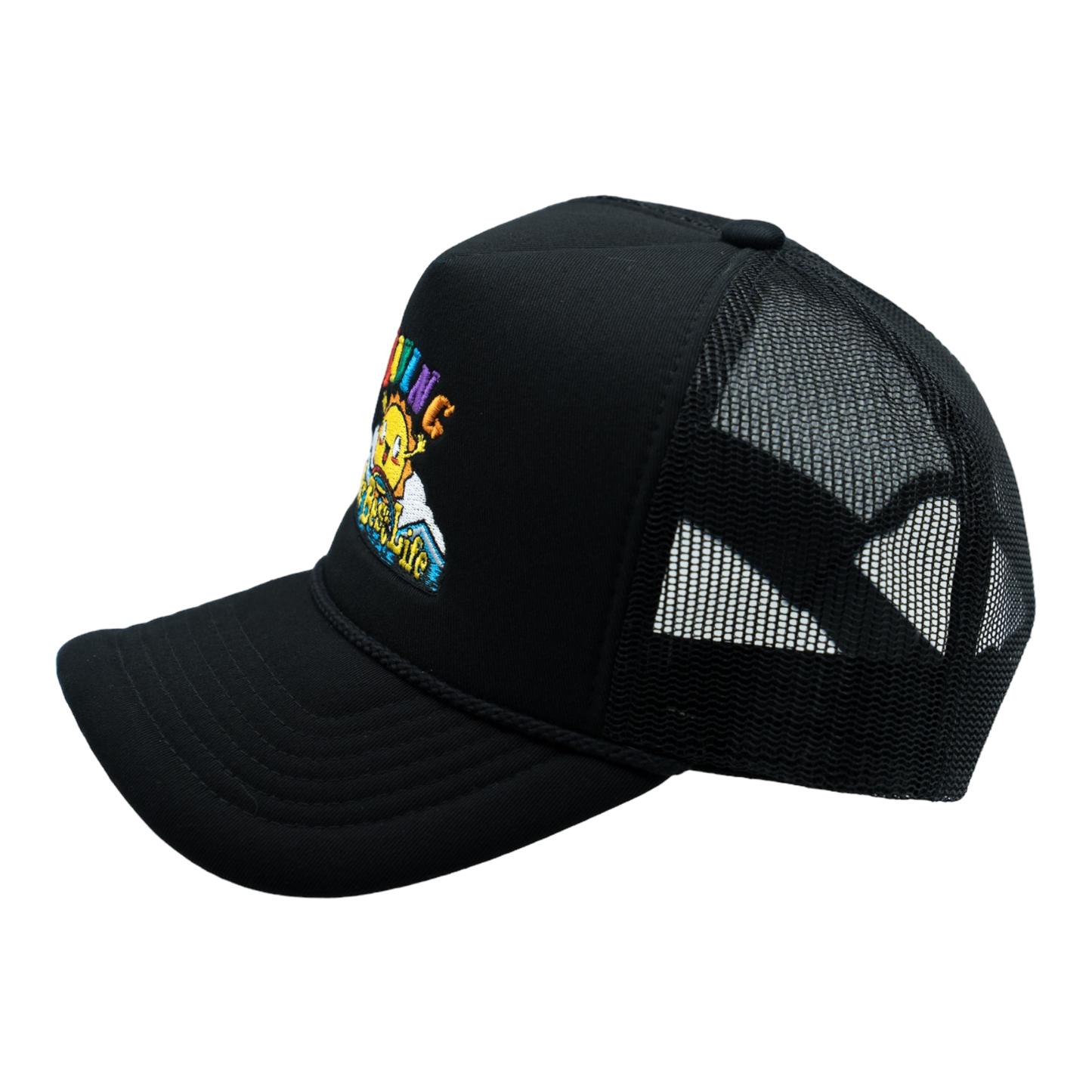 Living My Best Life Sunshine Foam Trucker Hat (Black)