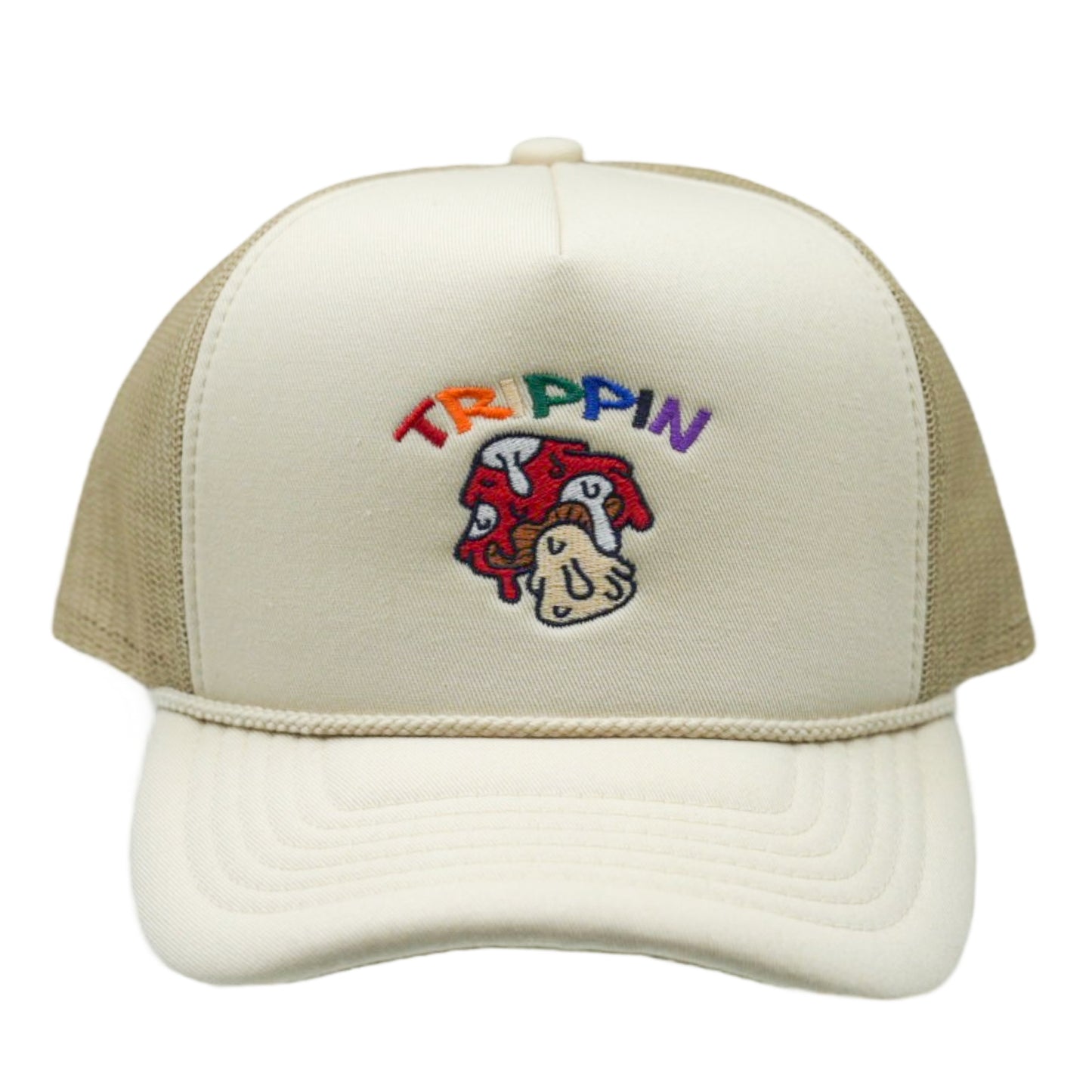Trippin Mushroom Foam Trucker Hat (Oatmeal)